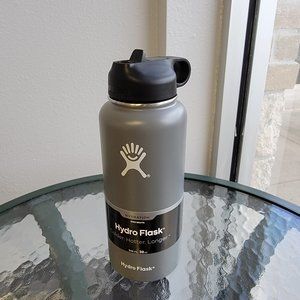Gray Hydro Flask 32oz Bottle Tumbler with Straw Lid